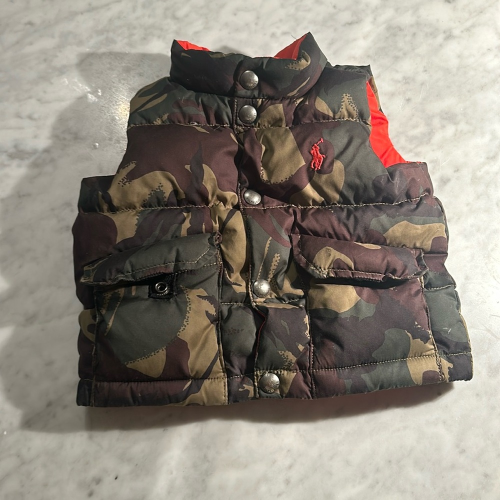Reversible, camo and neon, orange Ralph Lauren vest